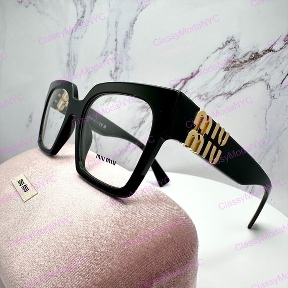 MIU MIU Womens Eyeglasses Black Square Full Rim frames 52-19mm Rx-able Womens main image 9